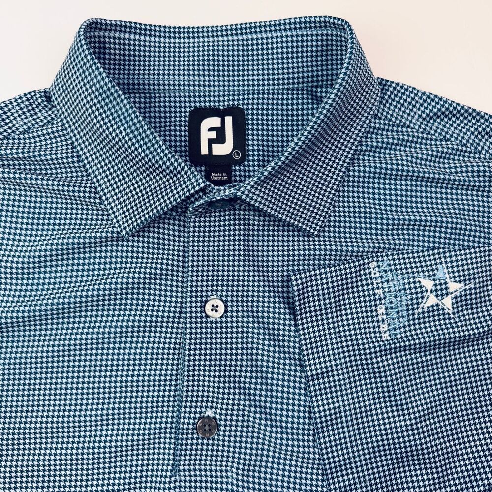 FootJoy Blue Houndstooth Golf Polo Shirt Large